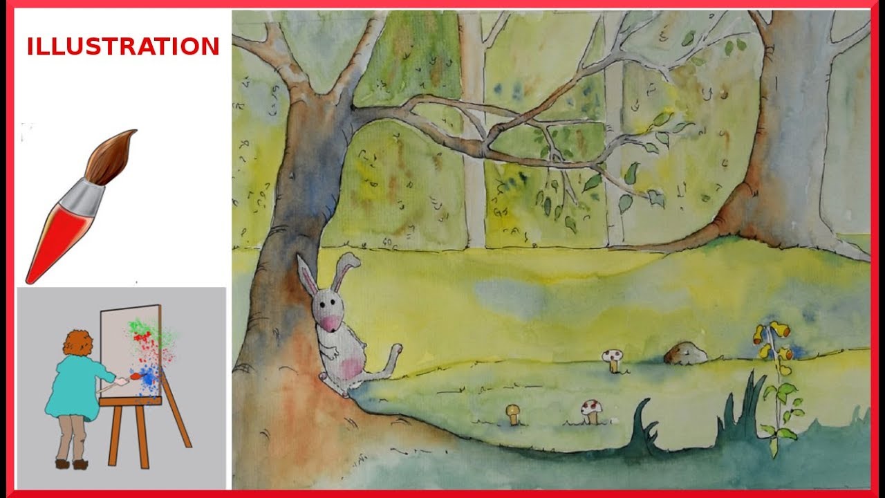 COMMENT PEINDRE A L'AQUARELLE UNE # ILLUSTRATION ! DÉCOR POUR CHAMBRE D'ENFANT ?