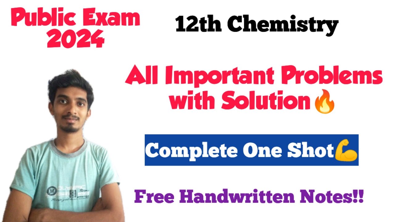 12th Chemistry Important Problems in One Shot🔥|Public Exam 2024|With Solutions|Free Pdf!!