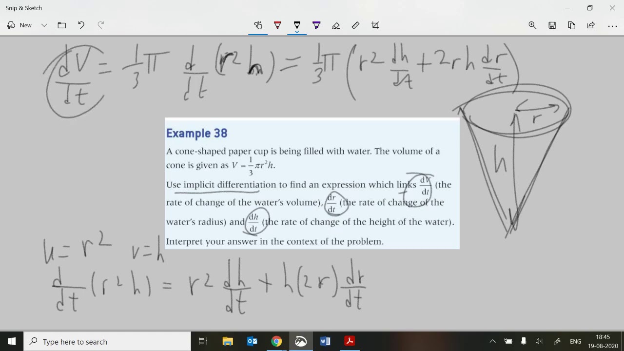 Ex4V: IB HL AA Maths, Oxford, Unit 4; related rates of change; GTU