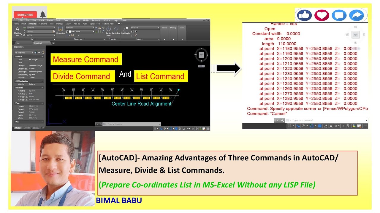 Amazing Advantages of Measure, Divide & List Commands in AutoCAD/Co-ordinates List Without any LISP.