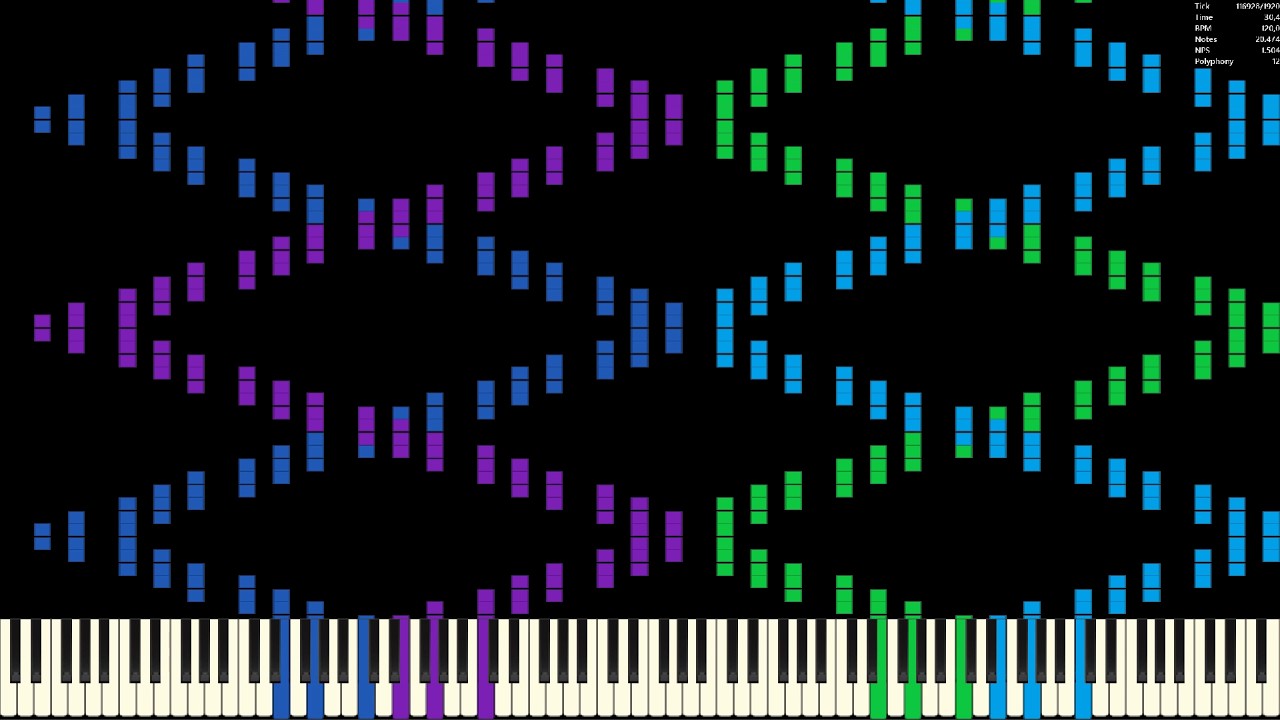 Ultralight MIDI Player. Black MIDI: SOJRTSS but 4 arps (6,106,640 notes)