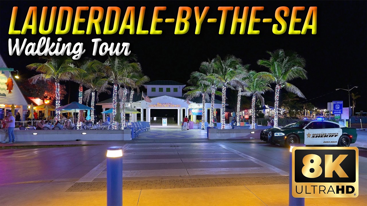 Lauderdale-by-the-Sea Florida | Night Walk in 8K