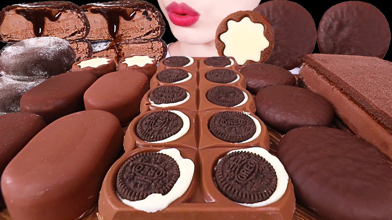 【咀嚼音】チョコレートパーティー、チョコ餅、チョコアイス、ミルカ、オレオ、チョコ菓子｜ASMR MUKBANG｜CHOCOLATE ICE CREAM RICE CAKE MILKA OREO 먹방