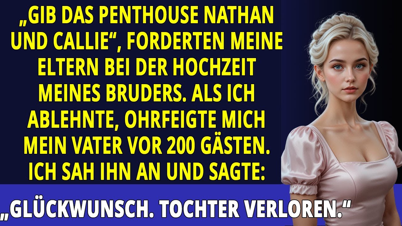 MEINE ELTERN FORDERTEN MEIN PENTHOUSE BEI DER HOCHZEIT – DANN OHRFEIGTE MICH VATER
