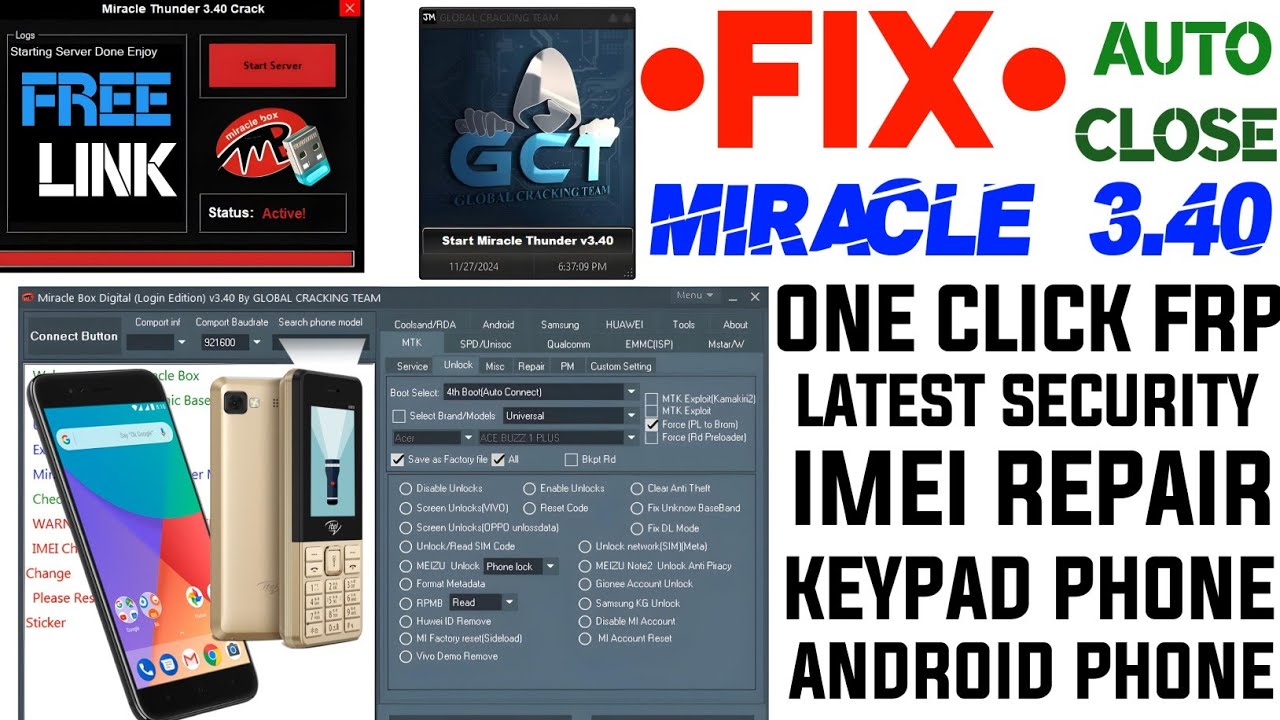 2026 - Miracle Thunder 3.40 New Free Tool 2025 Remove Frp In 1 Click Imei Repair All Mobile