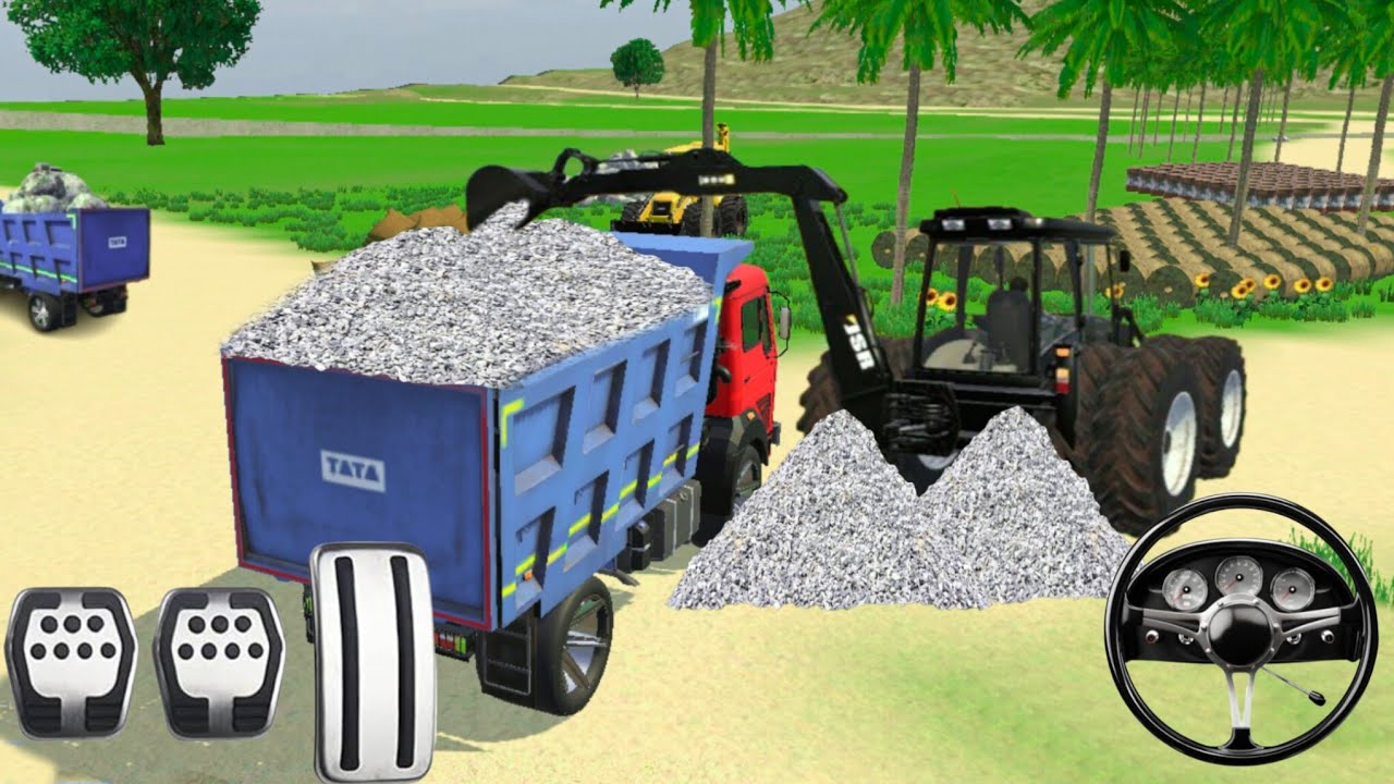 Drive JCB and loaded stone 🪨 in damper unloading From Damper Fast drive prat-328/#gamingvideos