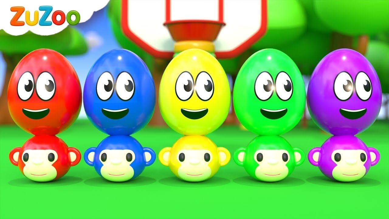 Color Song! | Five Little Monkeys Jumping On The Bed | ZuZoo Nursery Rhymes & Kids Songs | rhymes