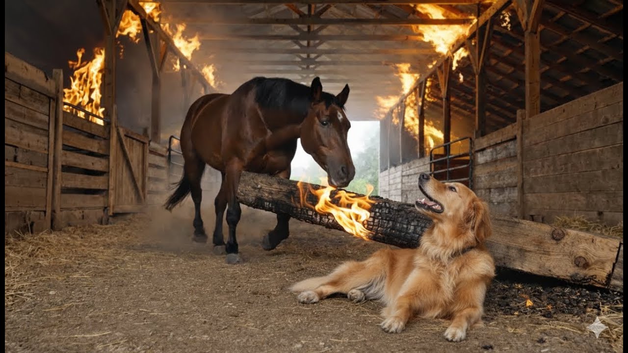 As Fire Spread Inside the Farmhouse, What This Golden Retriever and Horse Did Shocked Everyone!