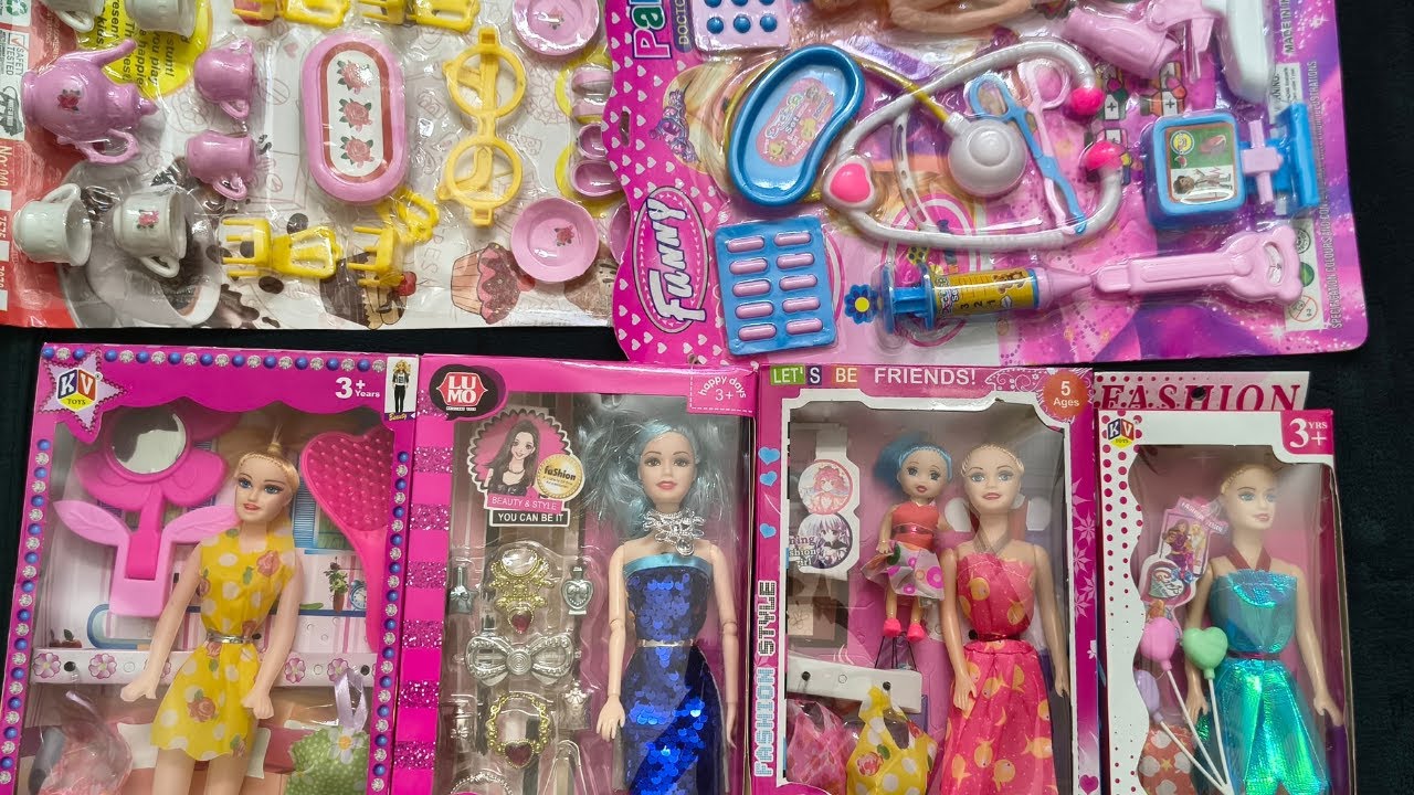 4 Minutes Satisfying with Unboxing Barbie  Doll & Beauty Dress Up Toy Set Review | ASMR