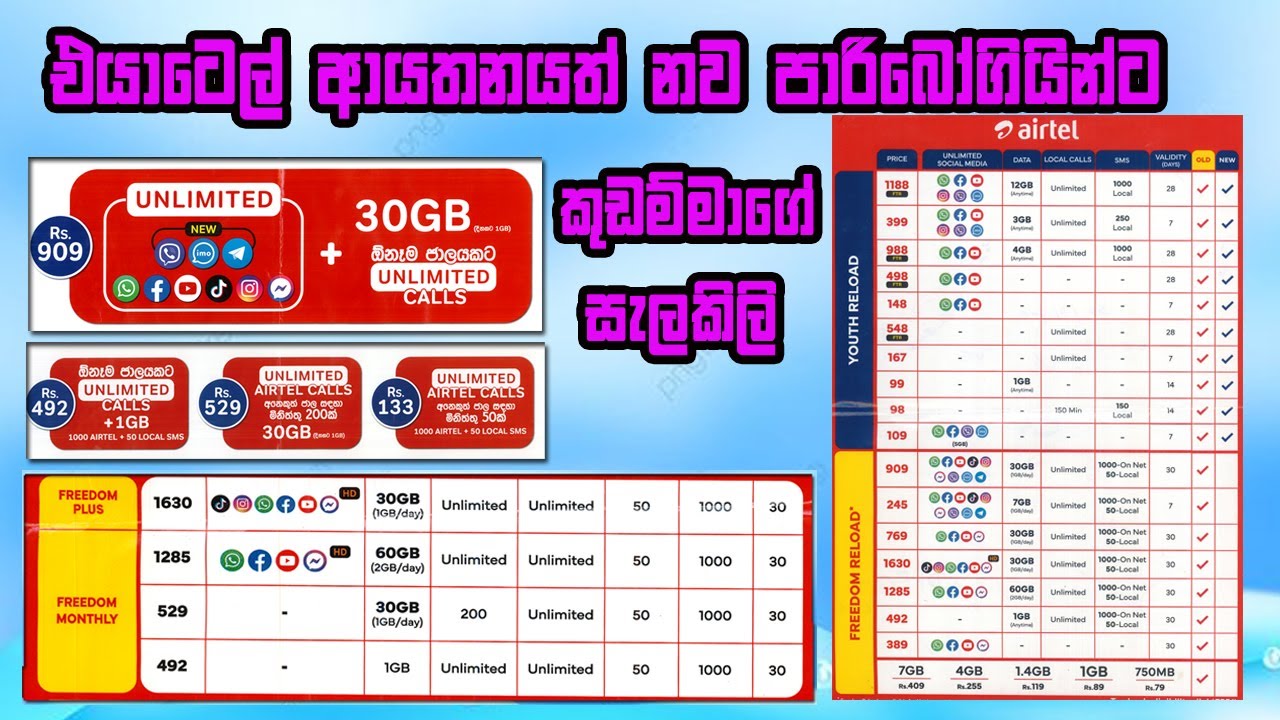 එයාටෙල් නවපාරිභෝගිකයන් සඳහා තිබෙන පැකේජ | Airtel package | Airtel Data package | Airtel Call package