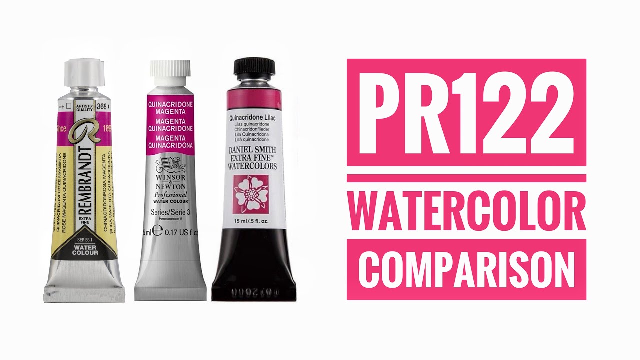 PR122 Watercolor Comparison - Daniel Smith- Winsor & Newton - Rembrandt - Schmincke