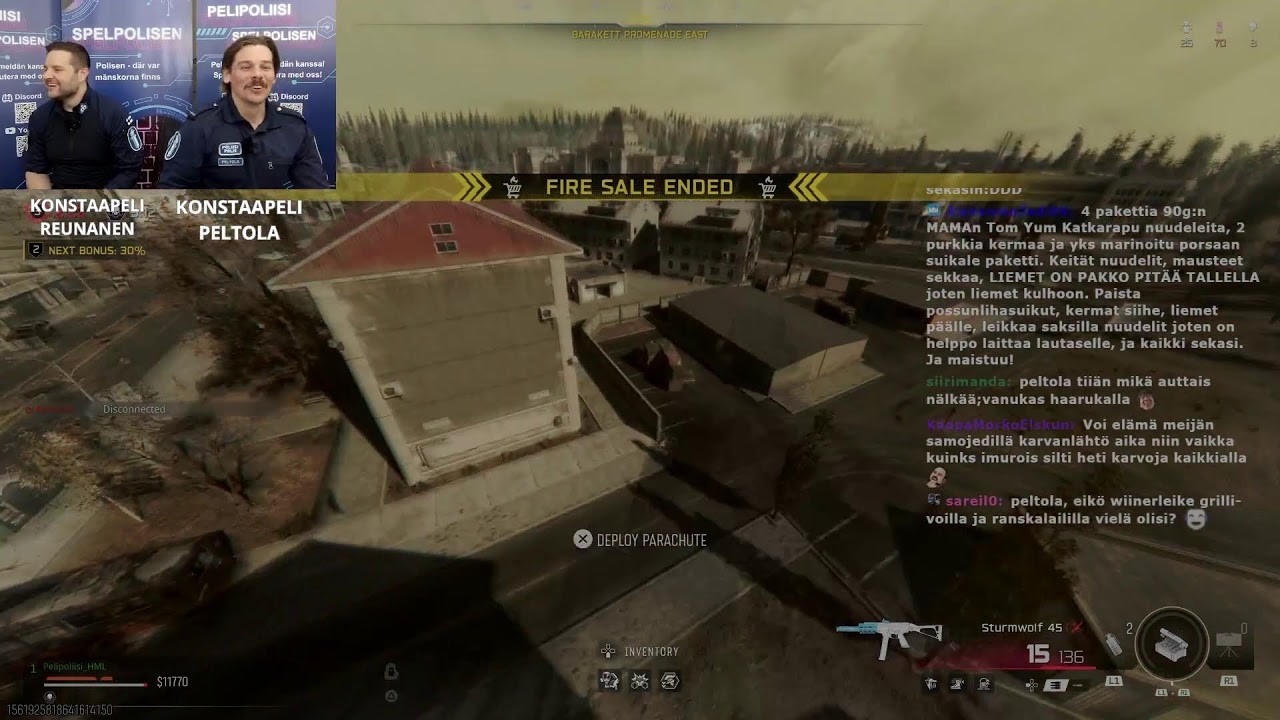 Konstaapelit Peltola ja Reunanen Call Of Duty : Warzonen pyörteissä.