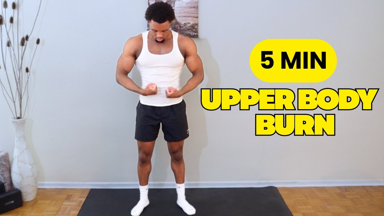 5 Min Upper Body Burn Workout - Build Muscle & Strength At Home - No Equipment