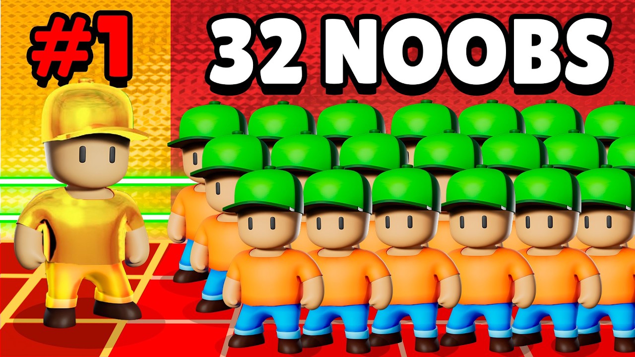 Can the #1 Stumble Guys Player Beat 32 NOOBS?