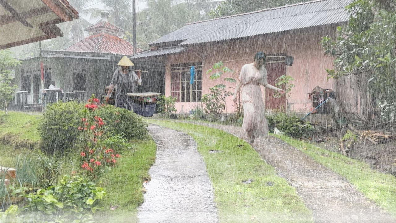 EXTREME WEATHER STRIKES: HEAVY RAIN & STRONG WIND HIT A BEAUTIFUL CALM VILLAGE