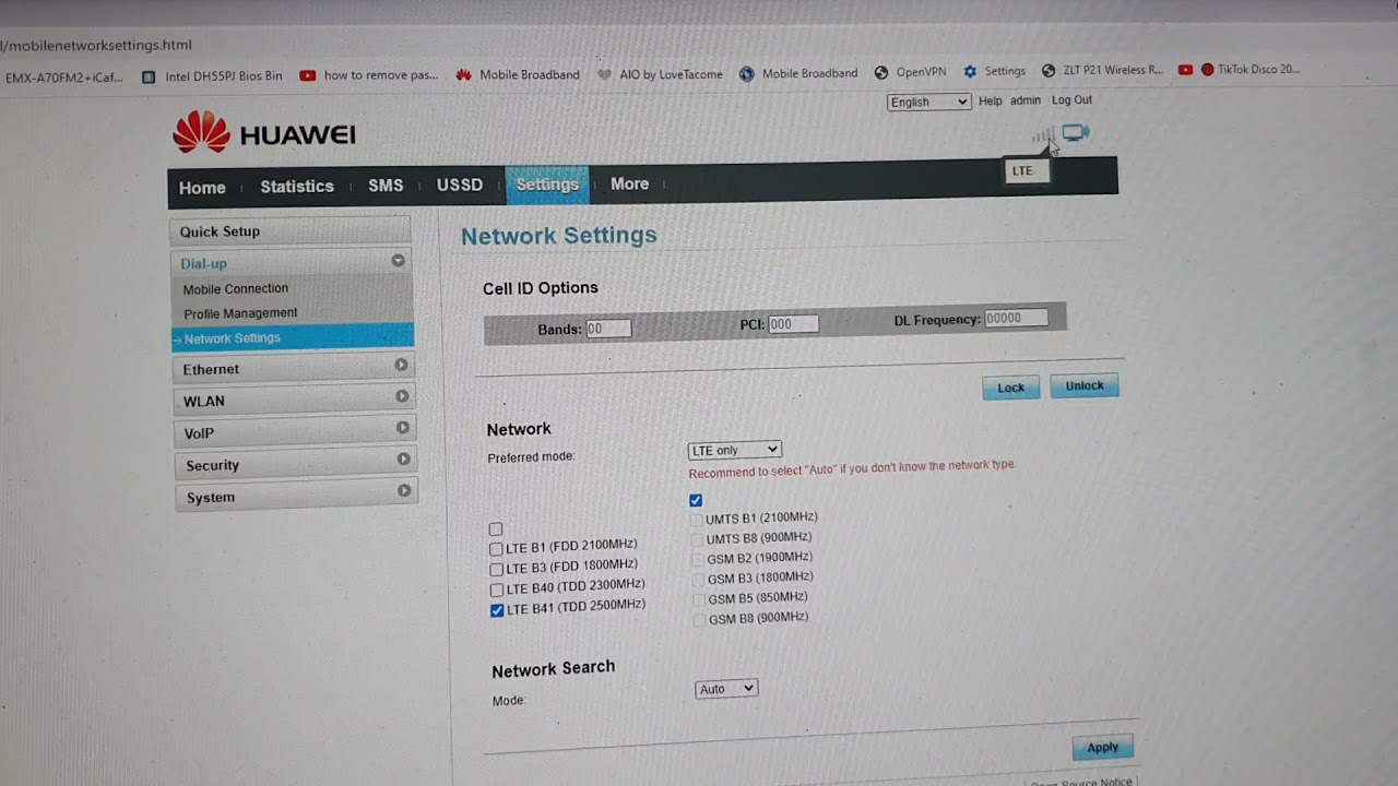 How to set up ang b315s-936 at b310as-938 after ma reset