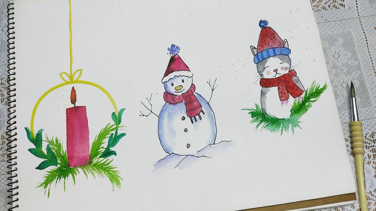 3 Easy Christmas Card Watercolor Painting Ideas for Beginners