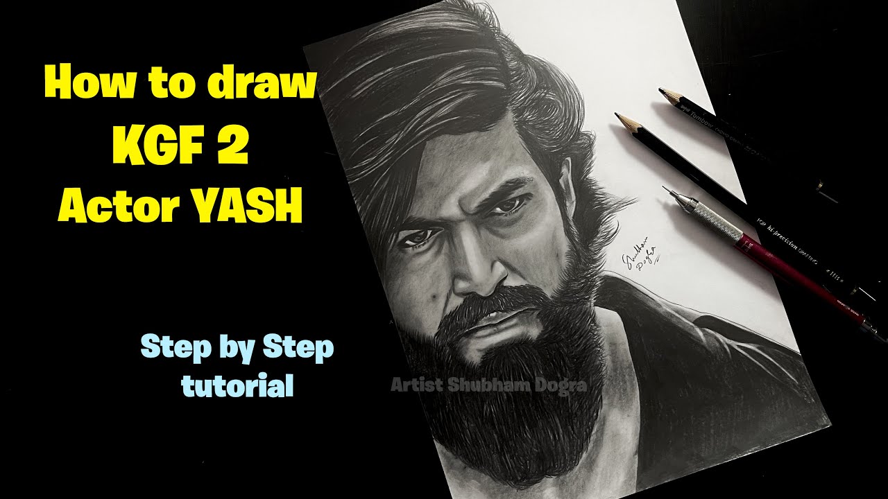 How to draw KGF Chapter 2 YASH Step by Step // Shading tutorial for beginners