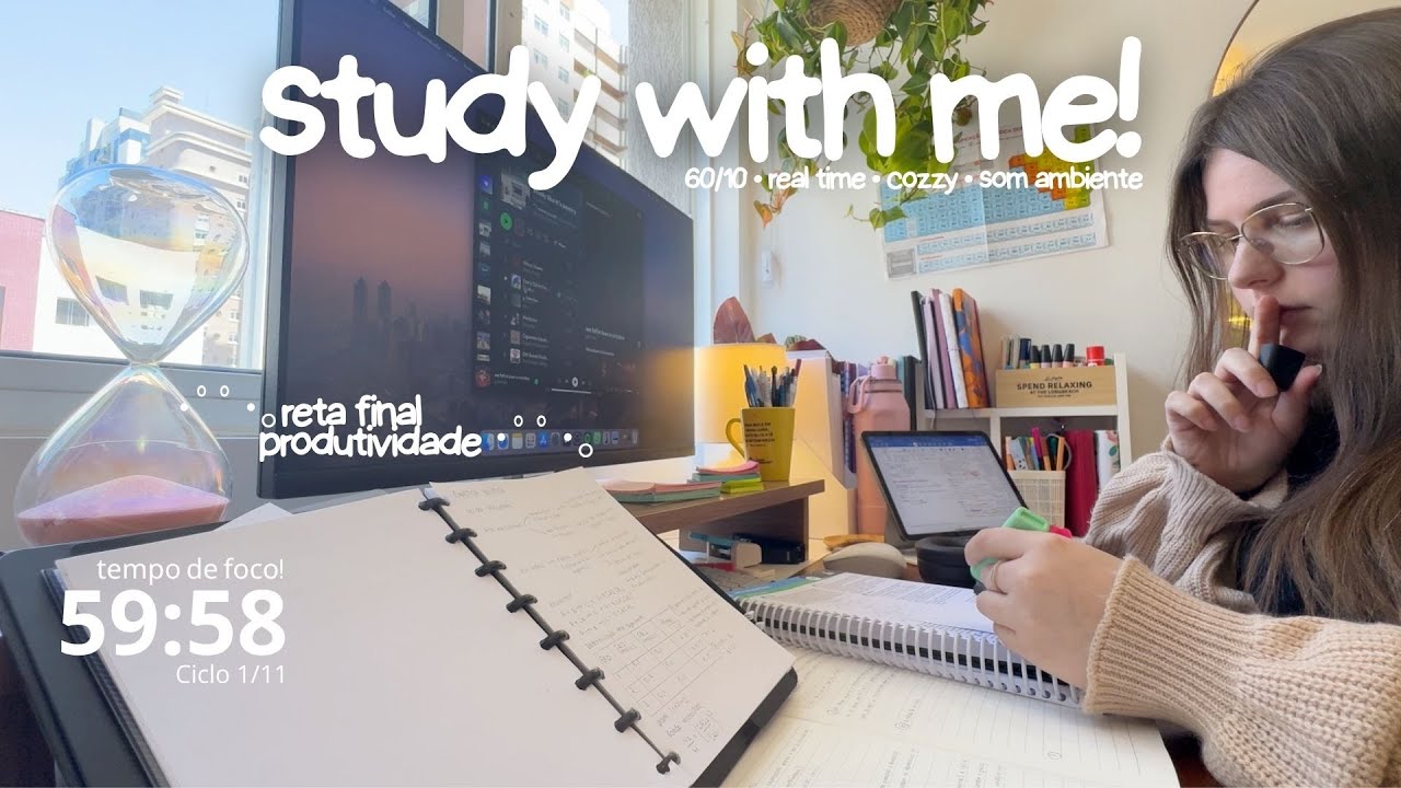 10 horas | estude comigo REAL TIME | study with me | pomodoro timer