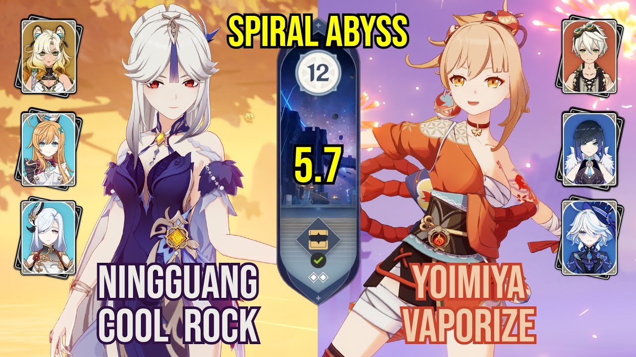 C6 Ningguang Cool Rock + C0 Yoimiya Vaporize | Spiral Abyss 5.7 | Genshin Impact