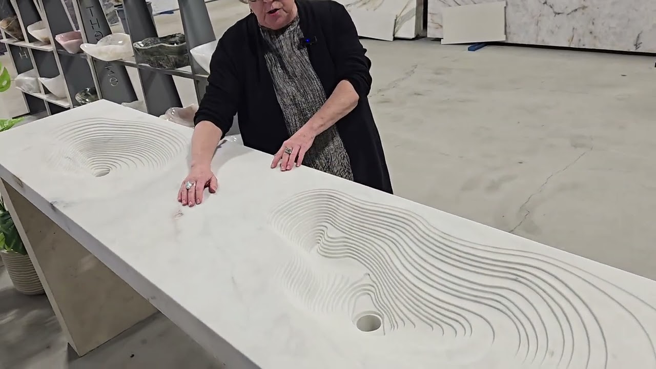 Textured Marble Vanity Inspired by Nature’s Topography