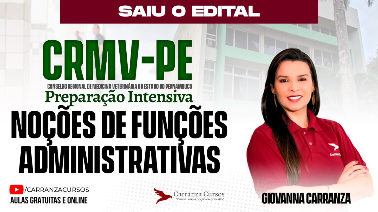 CRMV/PE - No&ccedil;&otilde;es de Fun&ccedil;&otilde;es Administrativas - Prof. Giovanna Carranza