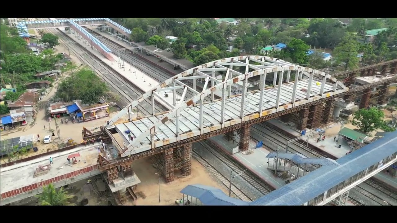 Bow string girder launching