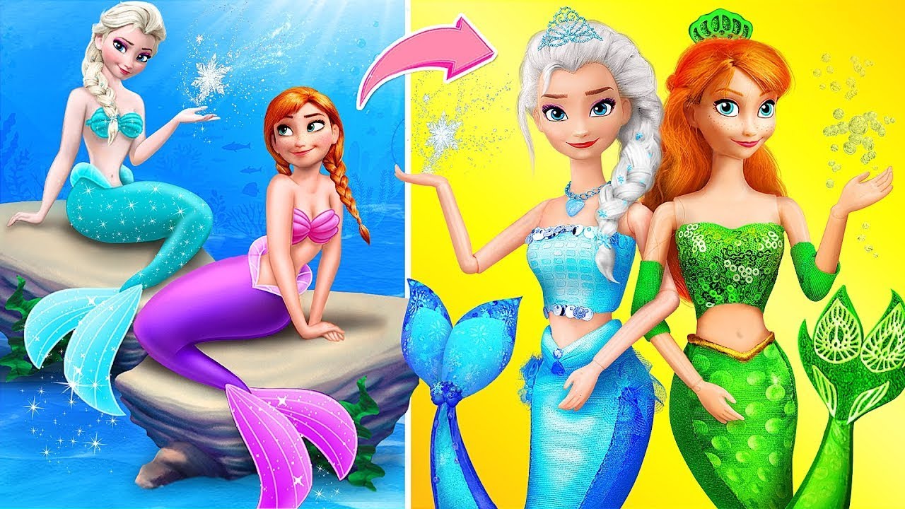 Elsa V&agrave; Anna Trở Th&agrave;nh N&agrave;ng Ti&ecirc;n C&aacute;/ 30 Mẹo Tự L&agrave;m Nữ Ho&agrave;ng Băng Gi&aacute;
