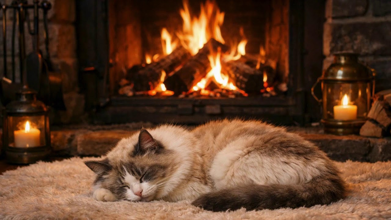 Kiki’s Fireside Purrs | Cozy Fireplace & Cat Purring for Winter Nights