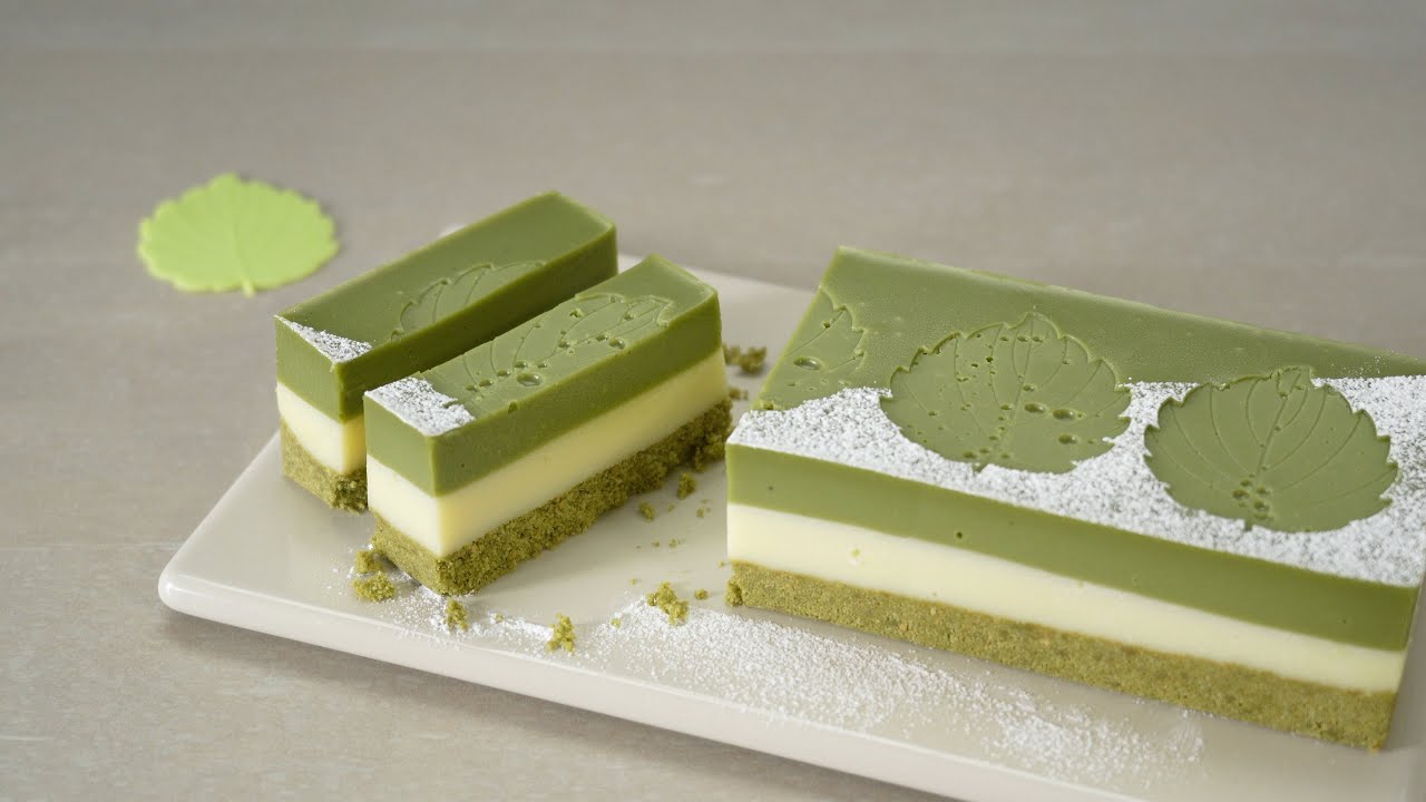 Matcha Chocolate Tart in the Microwave - It's a Piece of Cake 葉っぱ模様の抹茶生チョコレートタルト 電子レンジで簡単