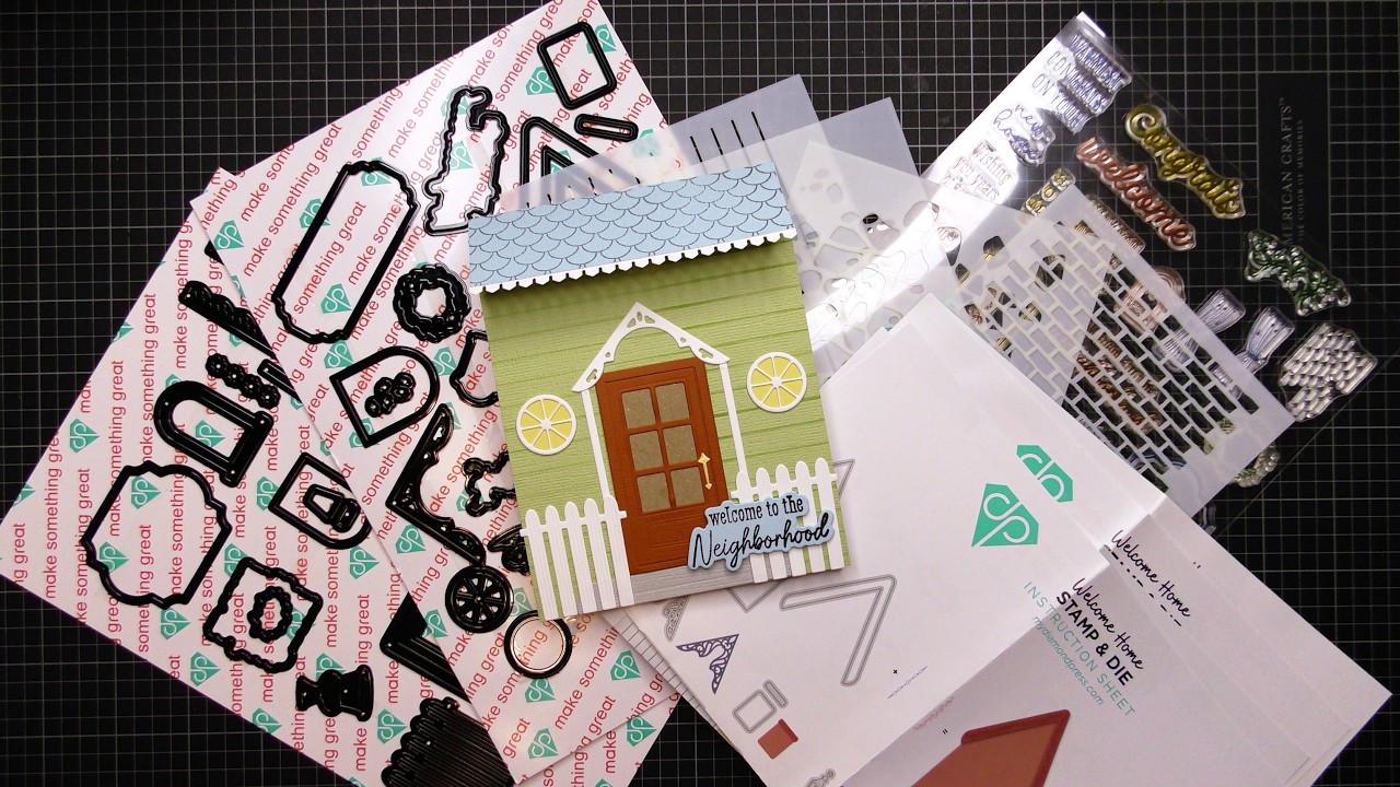 Обзор и обучающее видео набора штампов, вырубок и трафаретов Diamond Press Welcome Home!