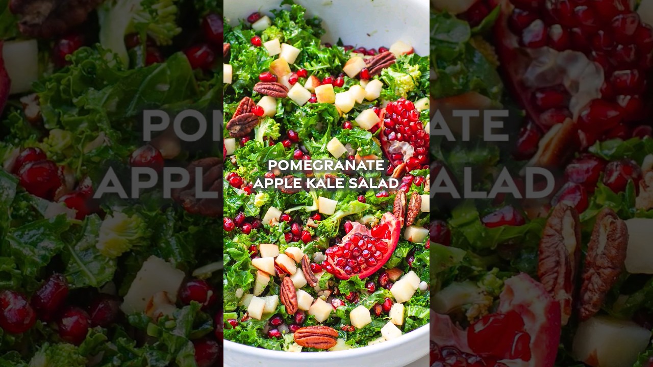 Easy Pomegranate Apple Kale Salad Recipe! #easyrecipes #salad