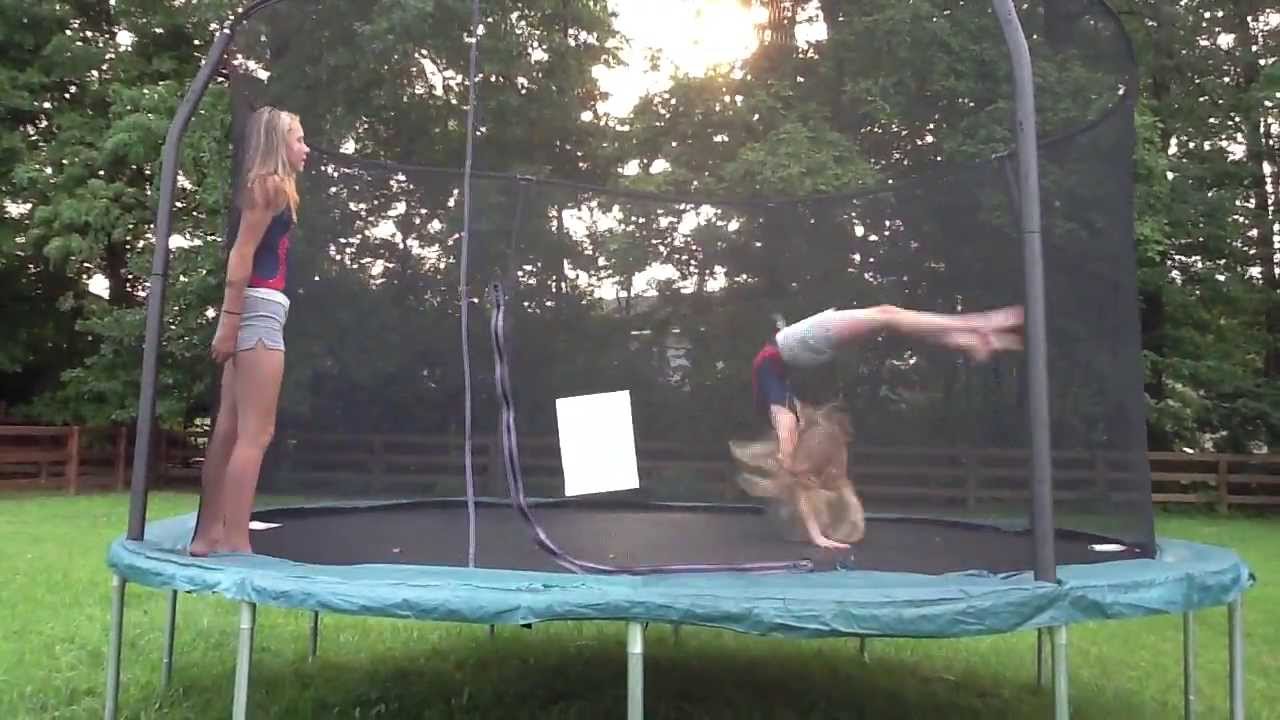 11 and 12 year old gymnastics on the trampoline