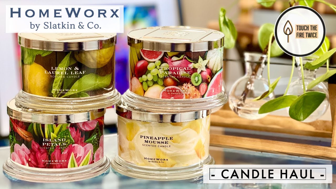 HomeWorx by Slatkin & Co. Candle Haul | Pineapple Mousse, Island Petals, & More | TouchTheFireTwice