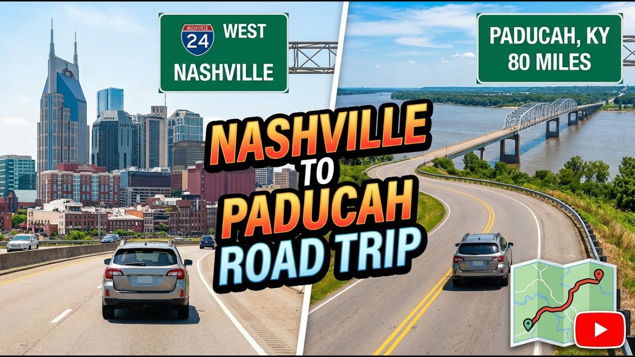 Driving on Interstate 24 from Nashville, Tennessee to Paducah, Kentucky