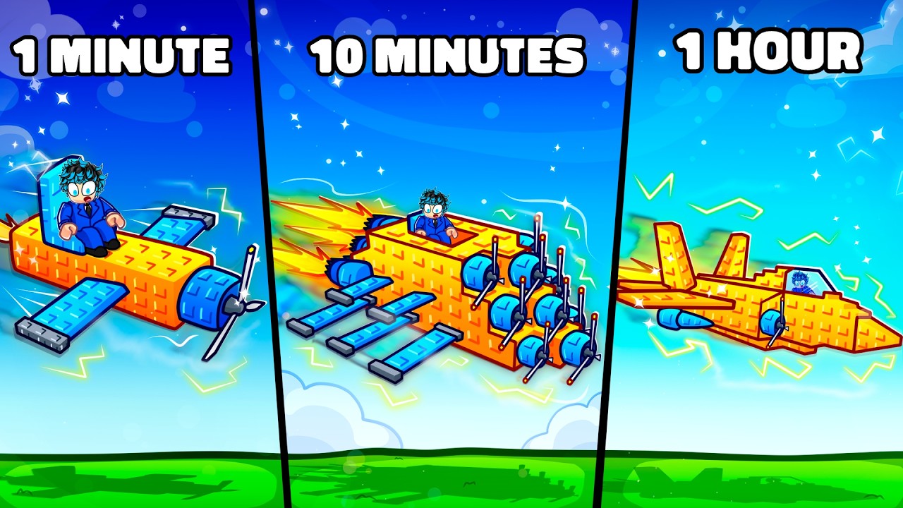 1 Minute vs 10 Minute vs 1 Hour Plane Challenge, Which Is Faster? | Build a Plane