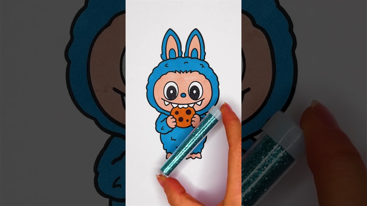 💙😻 Coloring Blue Toy ✨ Glitter Art for Kids #diy #easy #glitter #art #toy #color #trending