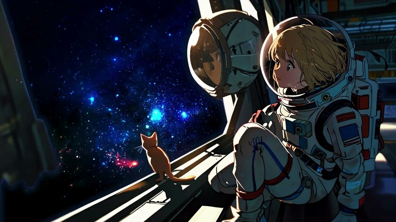 Starlit Doorway &mdash; Lofi Music / Girl & Her Cat Wander the Galaxy