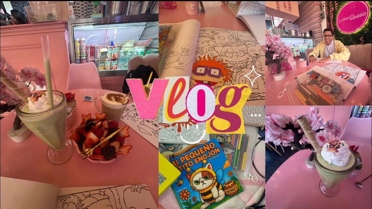 Vlog ✨🌈Fuimos a pintar aún cafetería Muy rosa 🎨🖌️#vlog #cafeteria #arte #date 