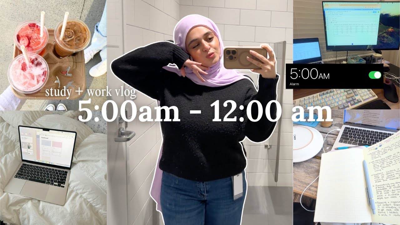 surviving senior year + working full time 🍵🎧 (5AM - 12AM productive vlog)