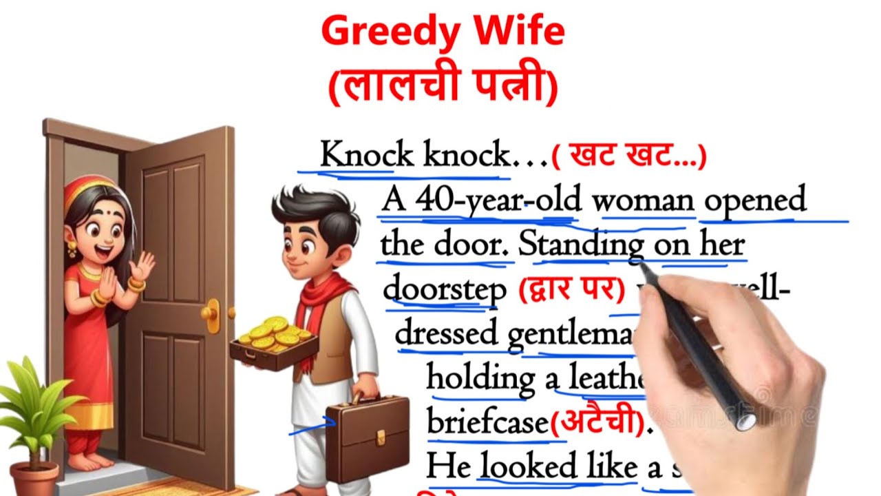 Greedy Wife | लालची बीबी / पत्नी | इंग्लिश सीखे स्टोरी से | English Story with Hindi Translation