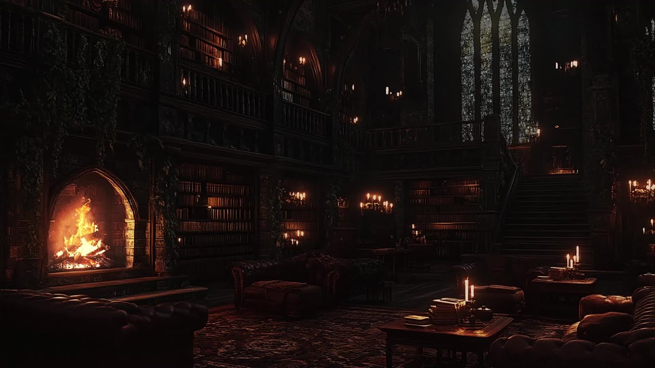 🏰 Rain in the Cozy Castle Room | Soft Rain & Fireplace Ambience | Stress Relief, Deep Sleep & Peace