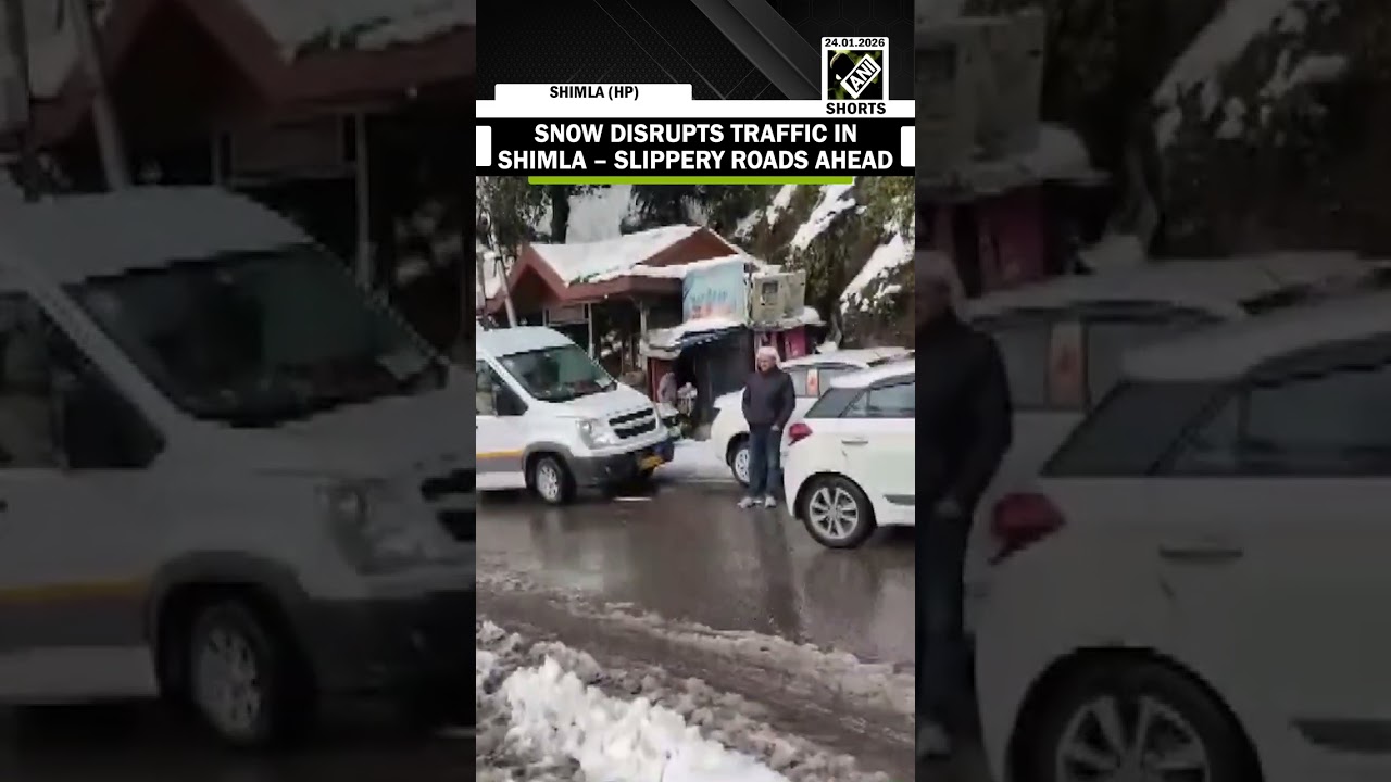 Heavy snow in Shimla causes traffic disruptions as slippery roads create hazardous conditions