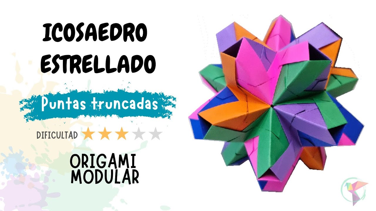 Tutorial PASO a PASO, ICOSAEDRO ESTRELLADO, puntas truncadas ORIGAMI MODULAR. Truncated Icosahedron.