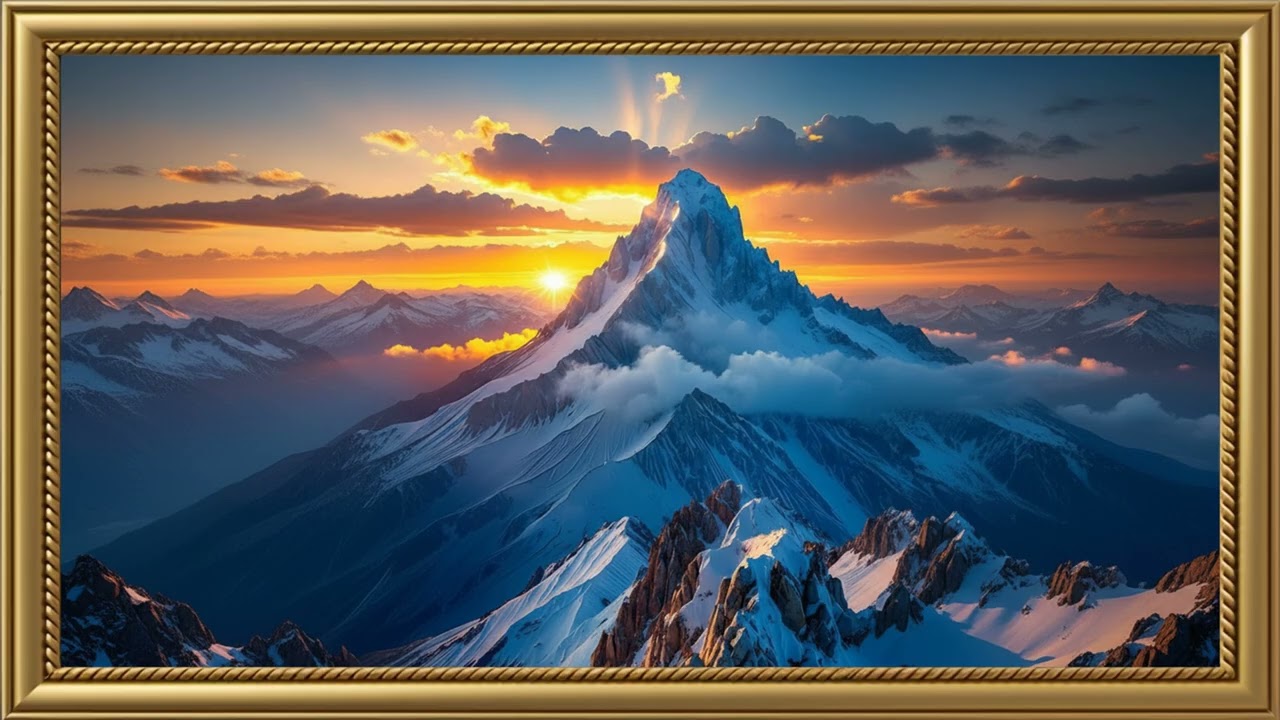 Golden Peak at Sunrise | Cinematic Mountain Landscape 4K Frame TV Art View