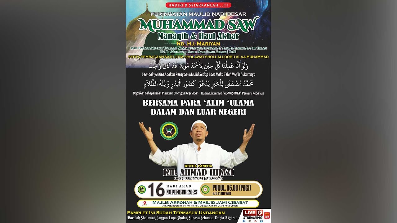 🔴LIVE | Maulid dan Haul Akbar bersama Majlis Arrohah Cibabat - 16 November 2025