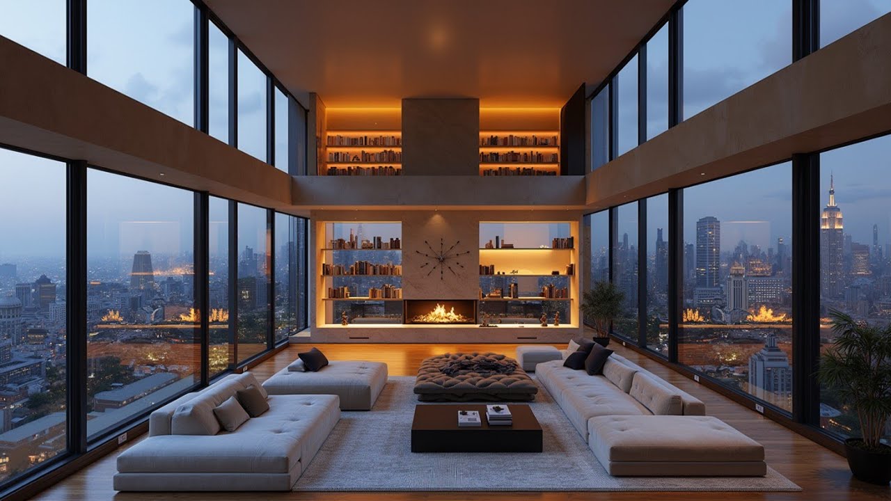 Ambient Jazz Music for Luxury Living Room Ambiance Stunning Cityscape Relaxation