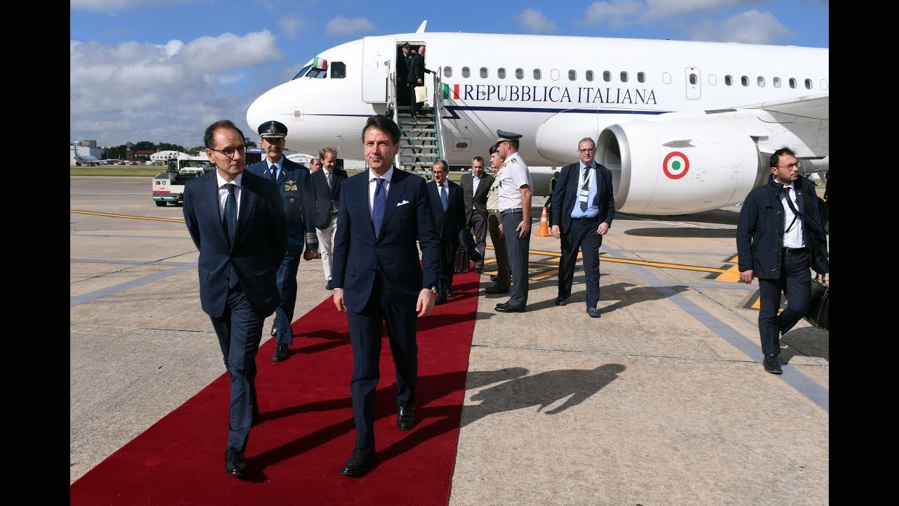 Arrival of Giuseppe Conte, Prime Minister of Italy