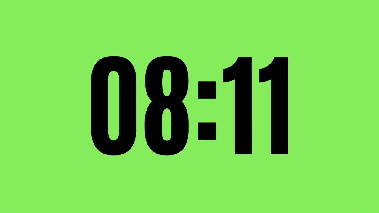countdown 10 minute - simple black - green screen