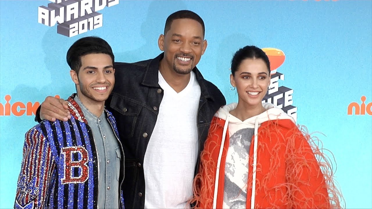 Mena Massoud, Will Smith, Naomi Scott 2019 Kids' Choice Awards Orange Carpet